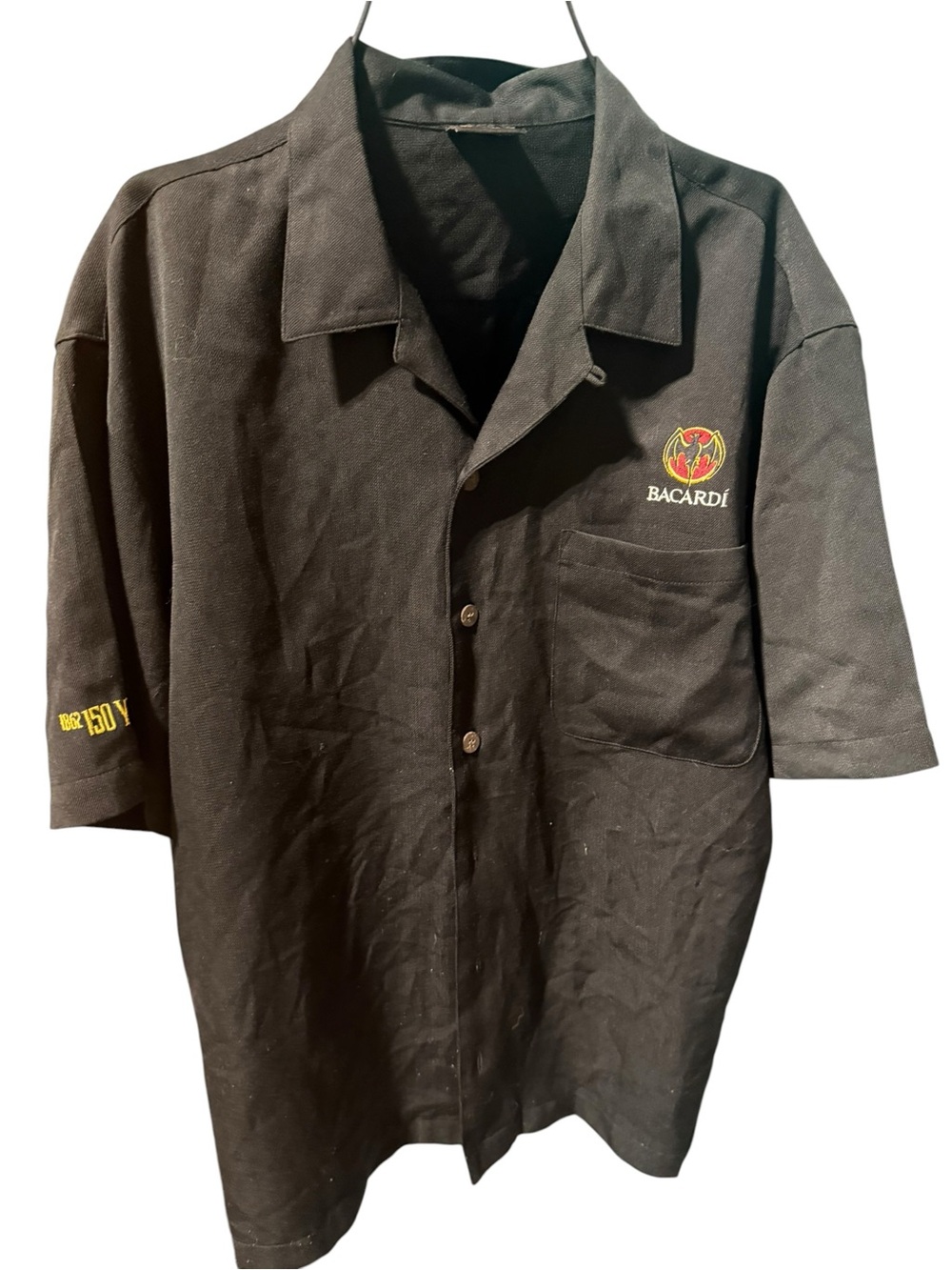 Bacardi Men’s Black Short-Sleeve Button-Down Camp Shirt